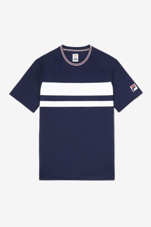 FILA Heritage Court Crew Shirts Navy,Mens Tennis | CA.QHKEFJ394